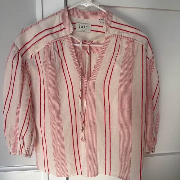 Joie Red and White Blouse - Picture 1 of 4